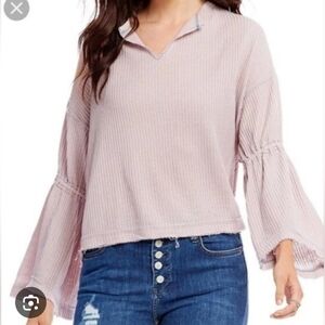 We The Free Light Purple Bell Sleeve Blouse Size Small Oversized PTP 25